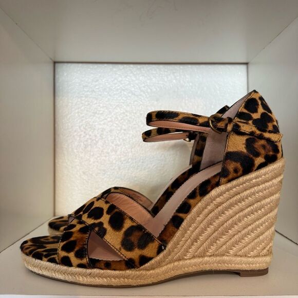 J.Crew Leopard Print Espadrille Wedge Sandals Size 12 Animal Print Chic Resort - Picture 2 of 14